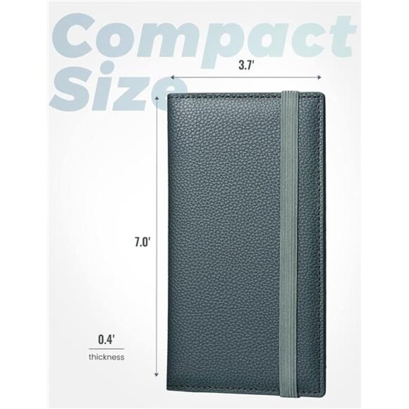 Vegan Leather Checkbook Cover with Pen Holder Divider for Duplicate Checks - Picture 2 of 7